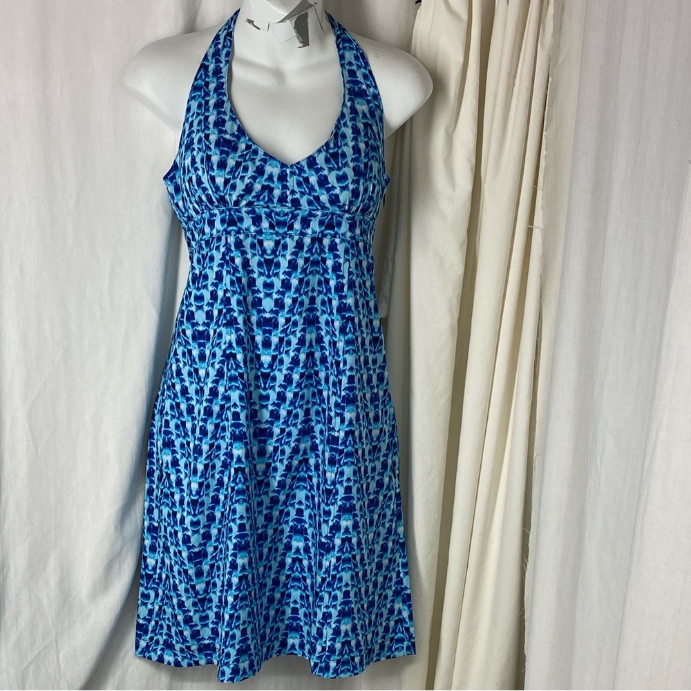 Athleta 0 Pack Everywhere Dress Halter Blue Pockets